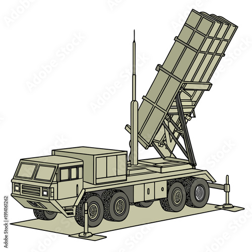 Mobile air defense system vehicle with missile launcher