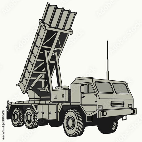 Mobile air defense missile launcher truck military vehicle