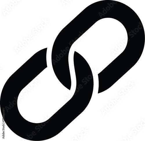 Vector black chain link icon representing connection or hyperlink, isolated on a transparent background for web UI, app, or branding elements.