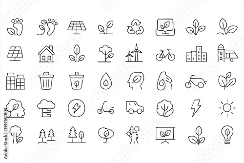 Recycling and clean transport infographic symbols