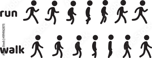 Character animation walk and run cycle vector for motion design and game concepts.