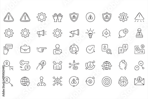 Customer support outline icons with help desk and feedback