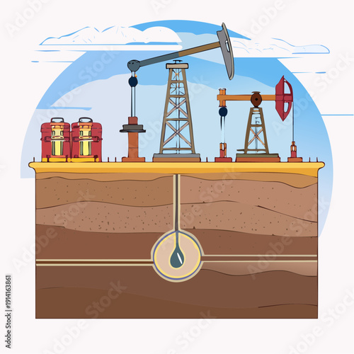 Oil Pump Jack Vector Illustration – Oil and Gas Industry Equipment