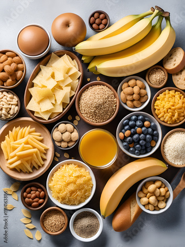 assorted food high in carbohydrate