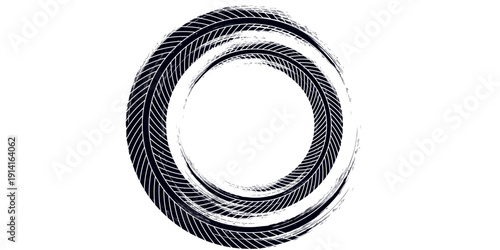 Grunge tire track, wheel braking marks. Truck, car or motorcycle tread pattern silhouette. Auto race, motorsport, speed racing design element. vector eps10