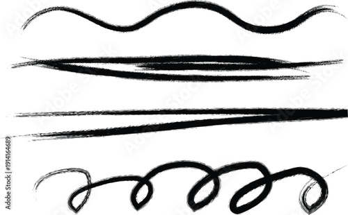 Collection of expressive black ink strokes and scribbles on white background