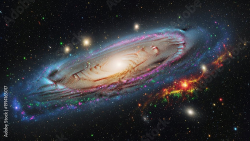 Spectacular Spiral Galaxy - A Cosmic Tapestry of Stars, Dust, and Celestial Wonders in Deep Space.
