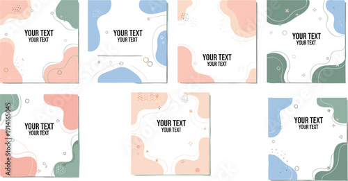 Colorful business card templates with abstract shapes pastel colors peach