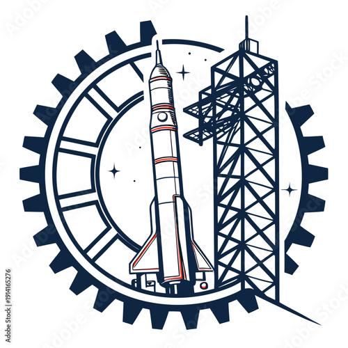 Rocket on launchpad with gear and tower space