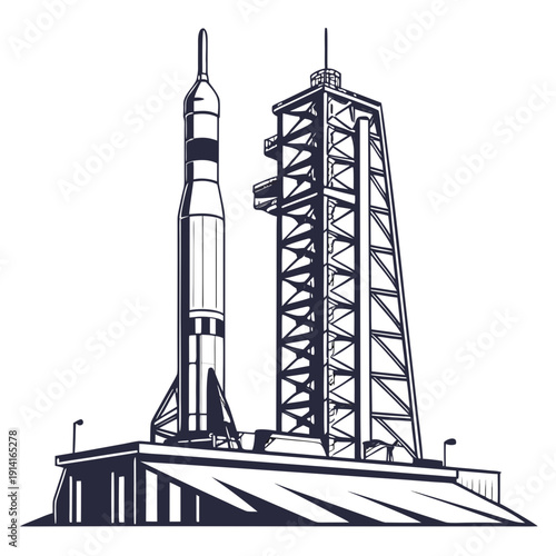 Rocket on launchpad with tower space 1