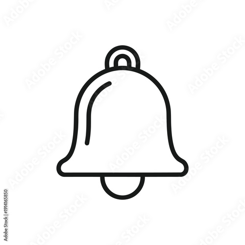 A simple outline drawing illustrates a classic ringing bell shape with a clapper visible inside the mouth of the bell.
