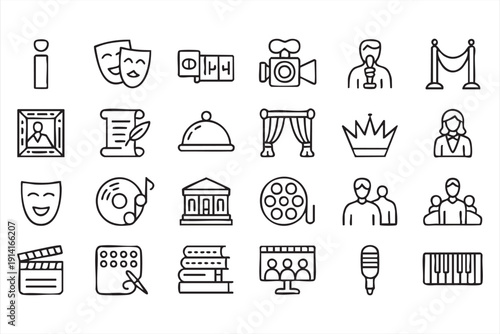 Movie Production Line Icons for Templates