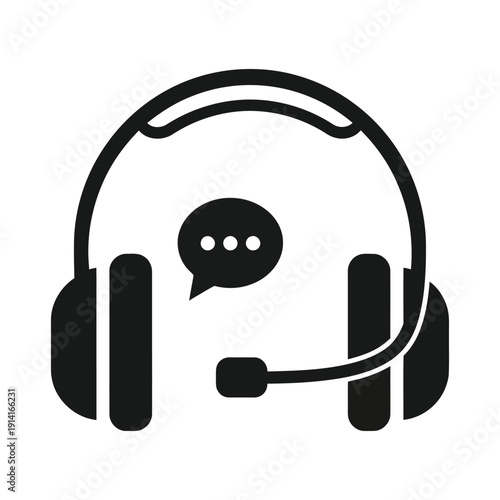 Customer service headset icon includes a speech bubble with ellipsis indicating ongoing communication or support.
