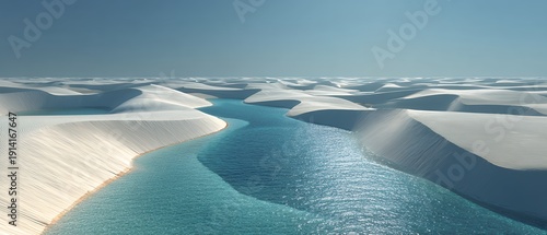 lençóis maranhenses landscape with white dunes and blue water