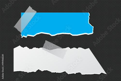 Realistic Torn White Paper Texture with Ripped Edges on Transparent Background