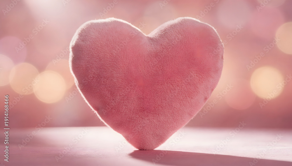 Obraz premium Soft Pink Heart Still Life with Bokeh Lights: Express Love, Romance, Affection, Valentines, Celebrate Special Moments, Gift Ideas, Decoration, Card, Greeting Card