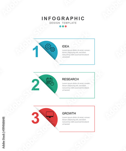 Modern template infographic with 3 step .
