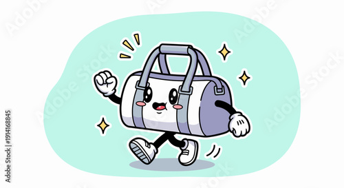 Playful Running Suitcase Character Illustration.