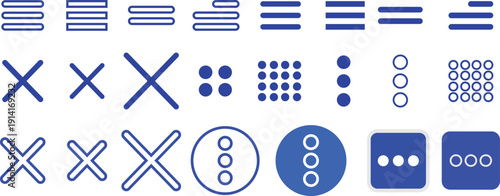 More menu icon collection, meatball and kebab menu symbols. black and white user interface menu icons collection. menu icon set button.
