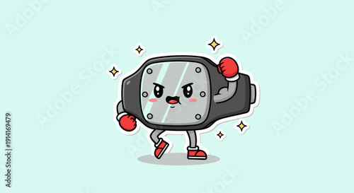 Playful Cartoon Washing Machine Character With Smile.