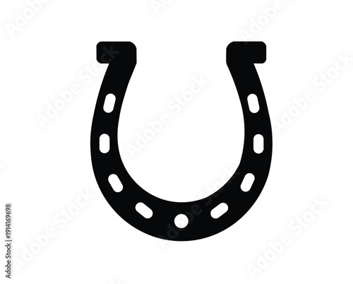 Black Minimal Horseshoe Silhouette Vector Symbol