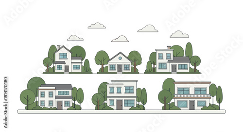 Diverse Suburban Houses Collection: Modern and Traditional Architecture