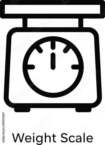 A simple black and white illustration of a weight scale