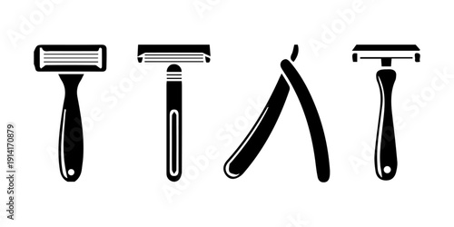 Razor Shaving Tool Icon Set