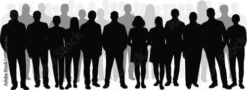 Business crowd silhouette representing diverse workforce teamwork corporate culture human resources recruitment unity leadership concept vector illustration professional people group background