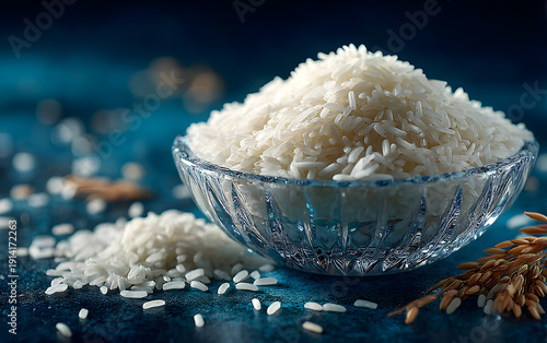 A professional studio image of raw rice grains, ideal for grocery branding, healthy eating blogs, and culinary websites.