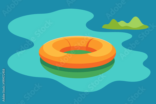 Inflatable raft on calm waters