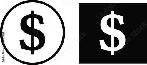 Dollar sign in a circle and a dollar sign in a square currency money