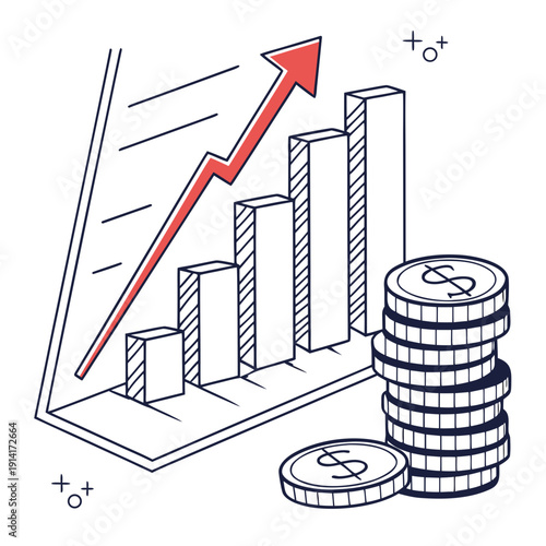 Financial growth graph with coins finance chart