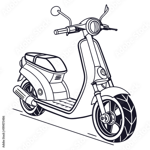 Black and white line of a scooter motorcycle vehicle
