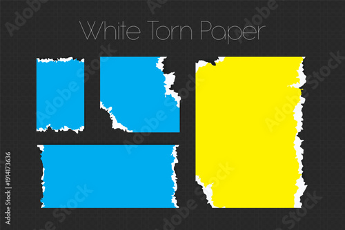 Realistic Torn White Paper Texture with Ripped Edges on Transparent Background