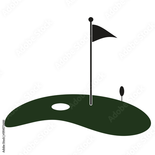 Golf course green with flag and hole
