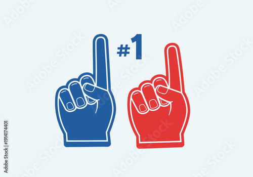 Clean modern flat vector illustration of foam finger fan hands