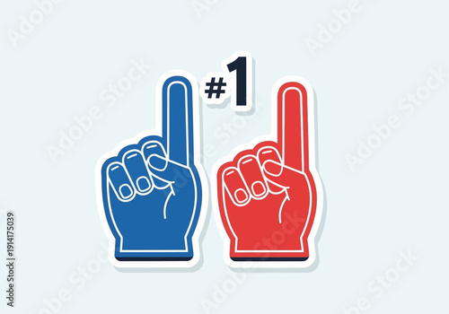 Clean modern flat vector illustration of foam finger fan hands