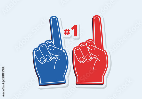 Clean modern flat vector illustration of foam finger fan hands