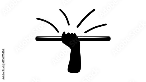 hand holding bar , black isolated silhouette