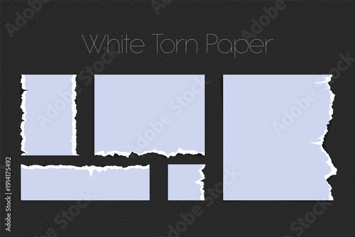 Realistic Torn White Paper Texture with Ripped Edges on Transparent Background