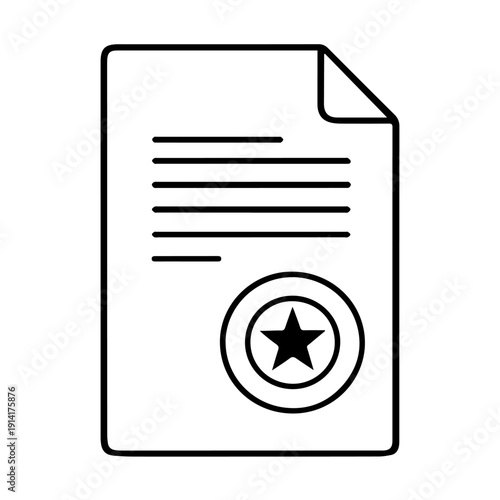 Document with stamp line icon vector on a white background
Vector line icon on a white background