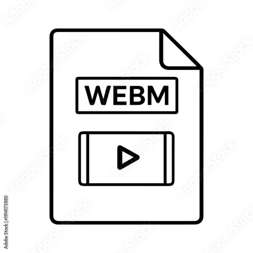 WEBM video file line icon vector on a white background
Vector line icon on a white background