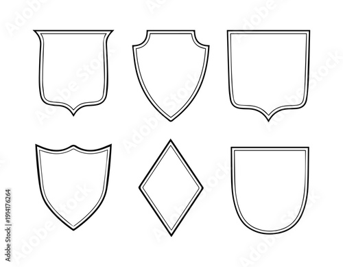 Shield Badge Outline Shape Vector Collection