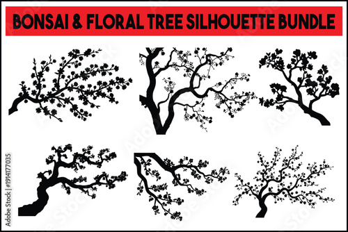 Bonsai & Floral Tree Silhouette Bundle 