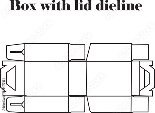 Professional Box with Lid Dieline Vector Template for Product Packaging and Secure Cardboard Container Design Mockup