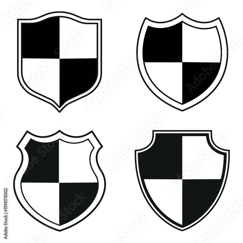 Free Download Shield icons set on white background. Black and white vector illustration. - GFXLoad