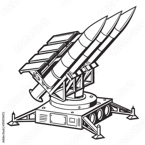 Black and white missile launcher with two missiles