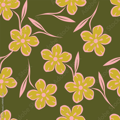 Wallpaper Mural seamless floral pattern Torontodigital.ca
