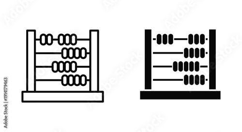 Abacus icons in minimalist design style on white and black background